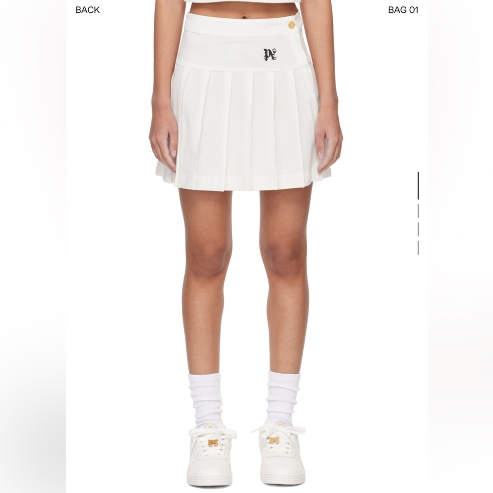 PALM ANGELS off-white pleated miniskirt